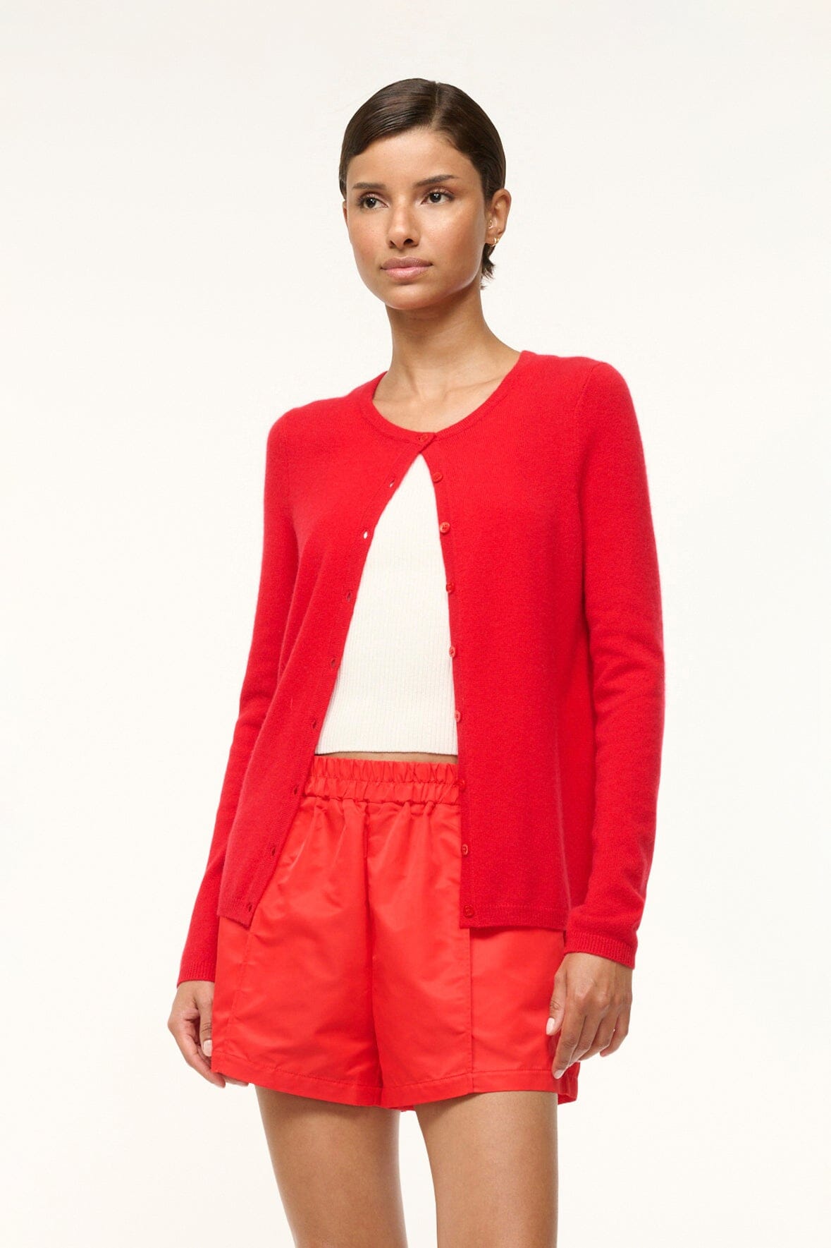 Image ADAN CASHMERE CARDIGAN | RED ROSE 1 of 3 and Clicking this image will trigger a zoom pop-up