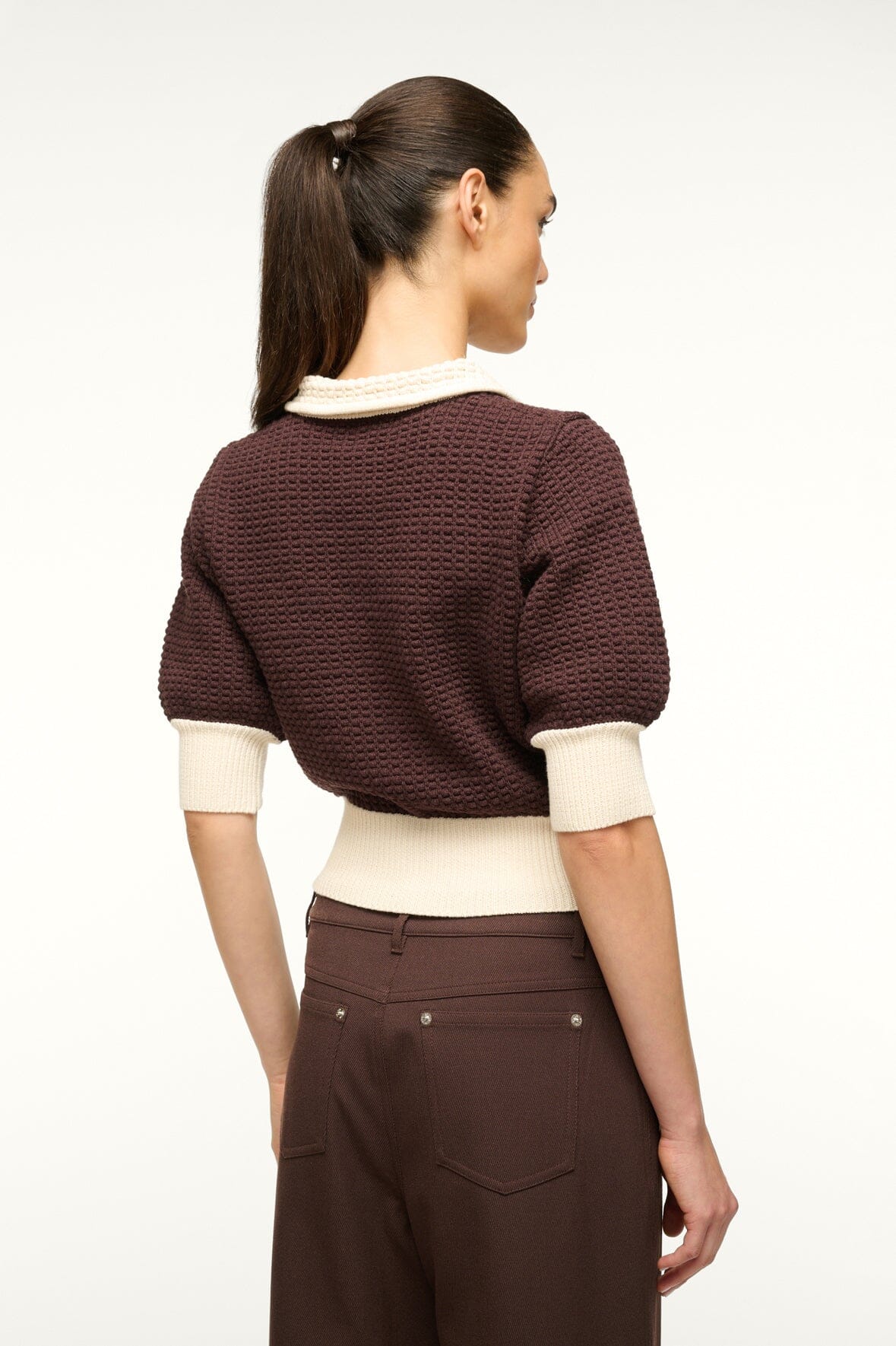 Image ALTEA SWEATER | DARK CHOCOLATE IVORY 3 of 4 and Clicking this image will trigger a zoom pop-up