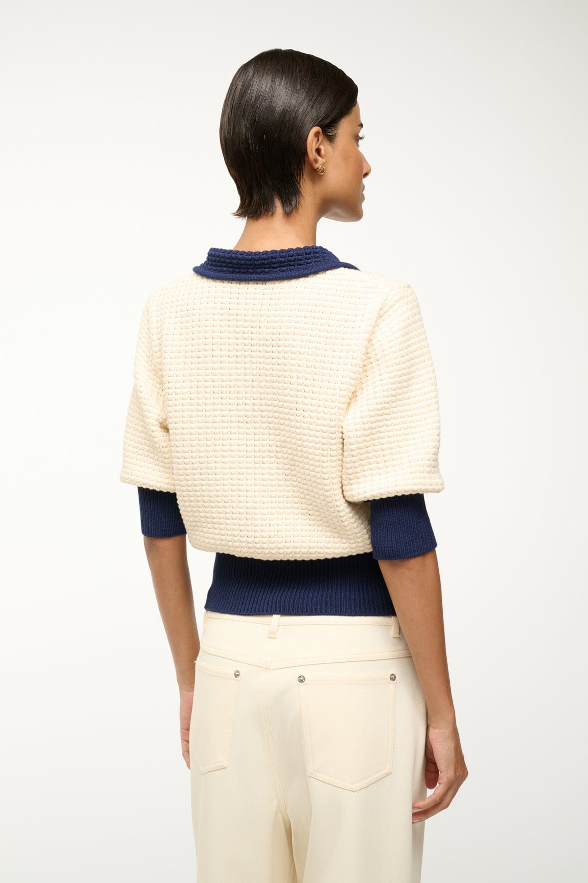 Image ALTEA SWEATER | IVORY NAVY 3 of 4 and Clicking this image will trigger a zoom pop-up