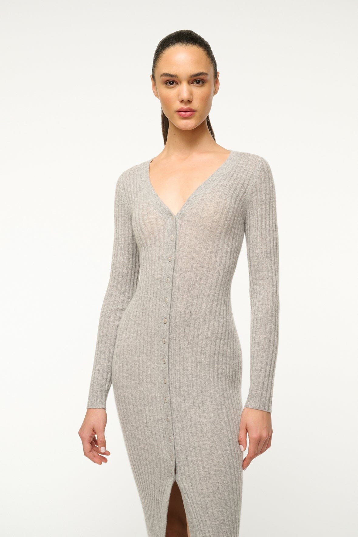 Image SHOKO CASHMERE SWEATER | HEATHER GREY 2 of 5 and Clicking this image will trigger a zoom pop-up