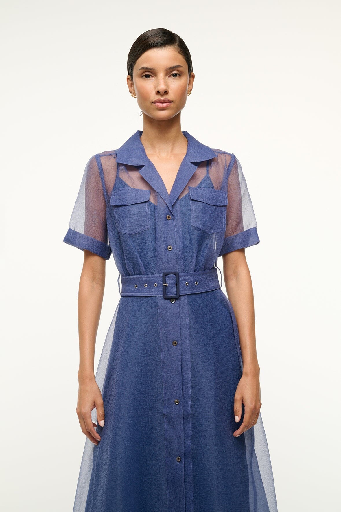 Image MILLIE DRESS | NAVY ORGANZA 3 of 5 and Clicking this image will trigger a zoom pop-up