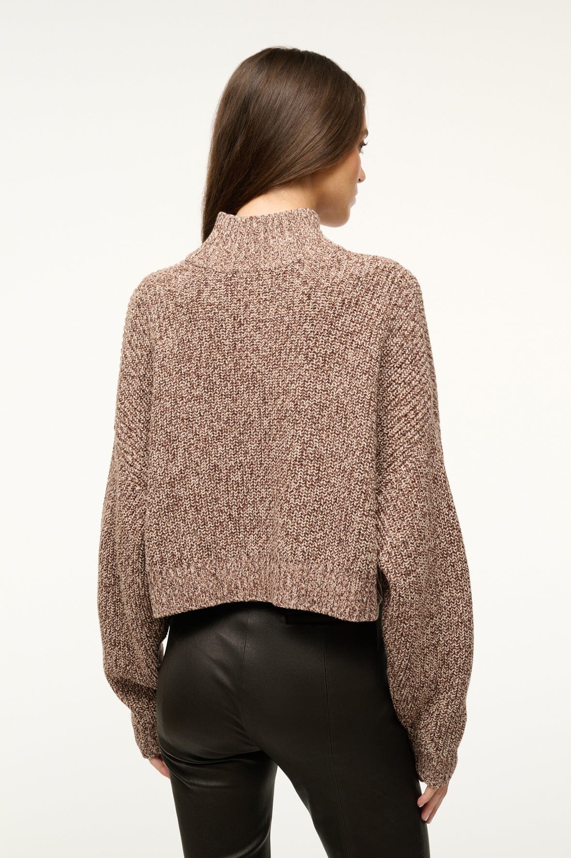 Image CROPPED HAMPTON SWEATER | MOCHA MELANGE 3 of 4 and Clicking this image will trigger a zoom pop-up