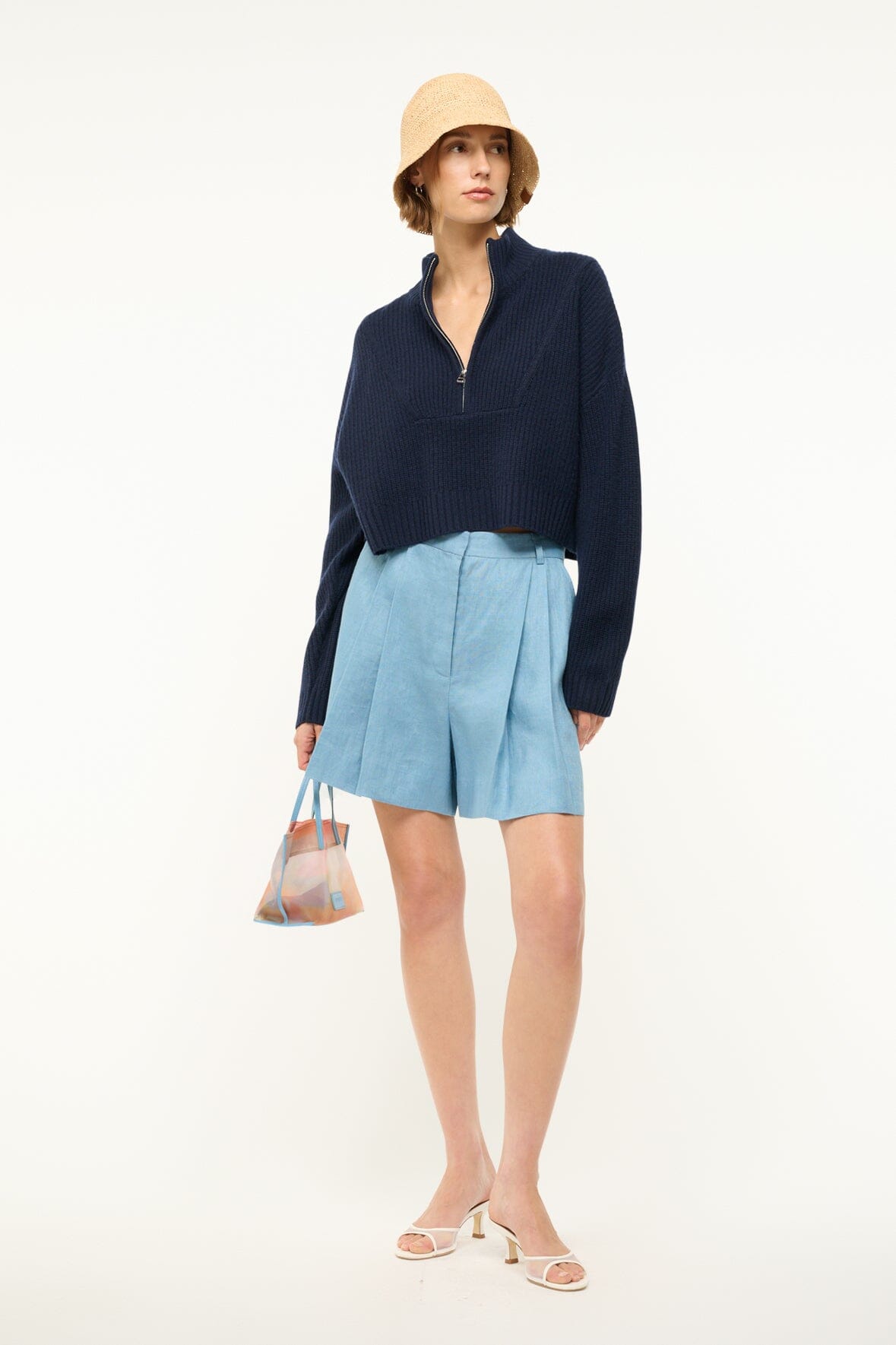 Image CASHMERE CROPPED HAMPTON SWEATER | NAVY 2 of 4 and Clicking this image will trigger a zoom pop-up