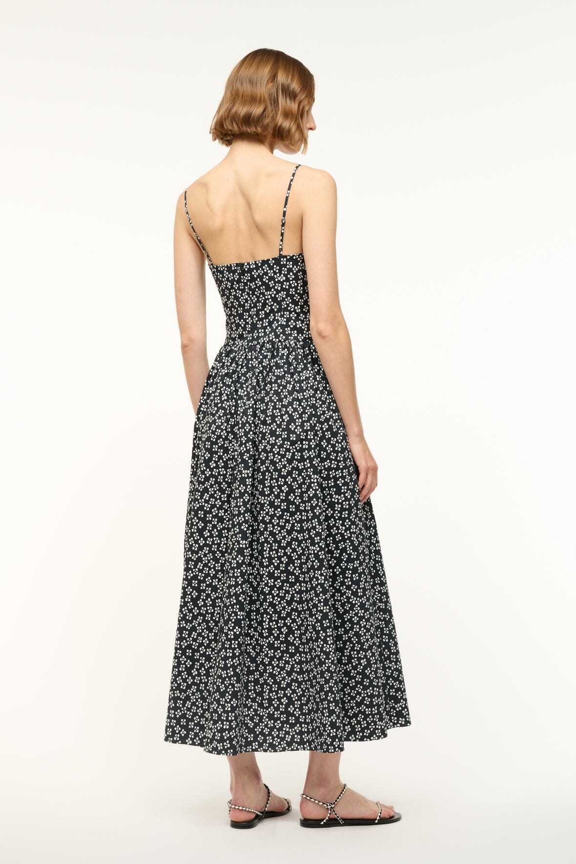 Image DENA DRESS | BLACK WOODBLOCK FLORAL 4 of 6 and Clicking this image will trigger a zoom pop-up