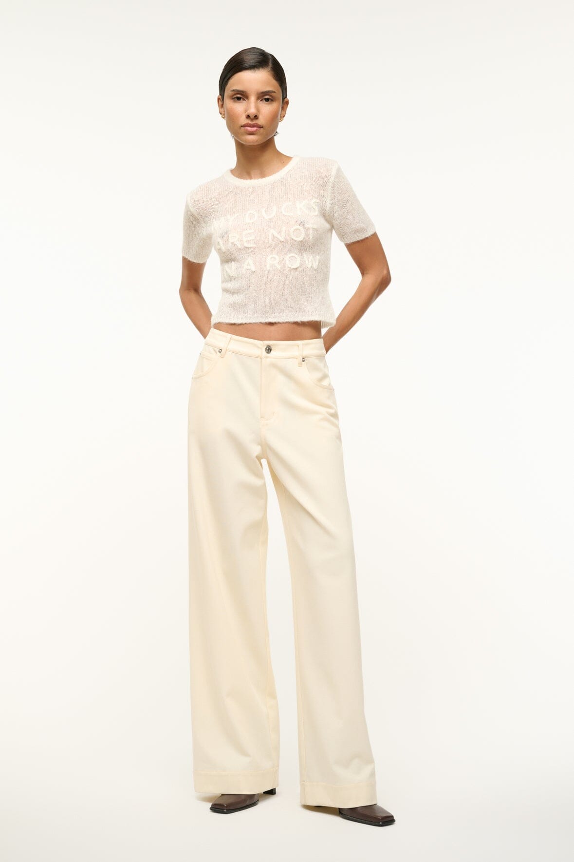 Image DUCKS IN A ROW TOP | IVORY 1 of 5 and Clicking this image will trigger a zoom pop-up