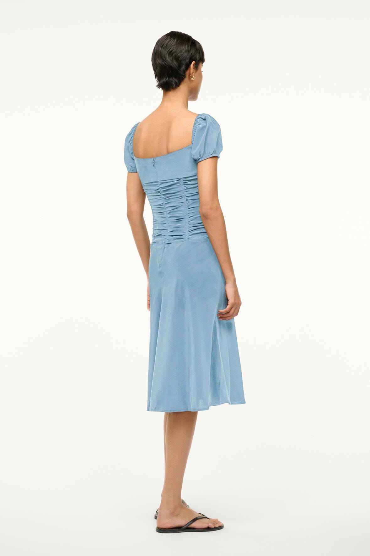 Image ELBA SILK DRESS | SLATE BLUE 4 of 5 and Clicking this image will trigger a zoom pop-up