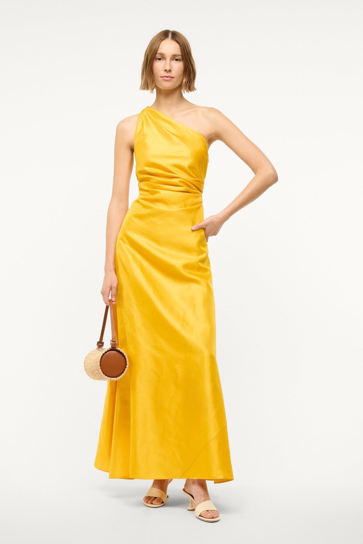 Image ESTE SILK DRESS | SUNSET GOLD 3 of 6 and Clicking this image will trigger a zoom pop-up