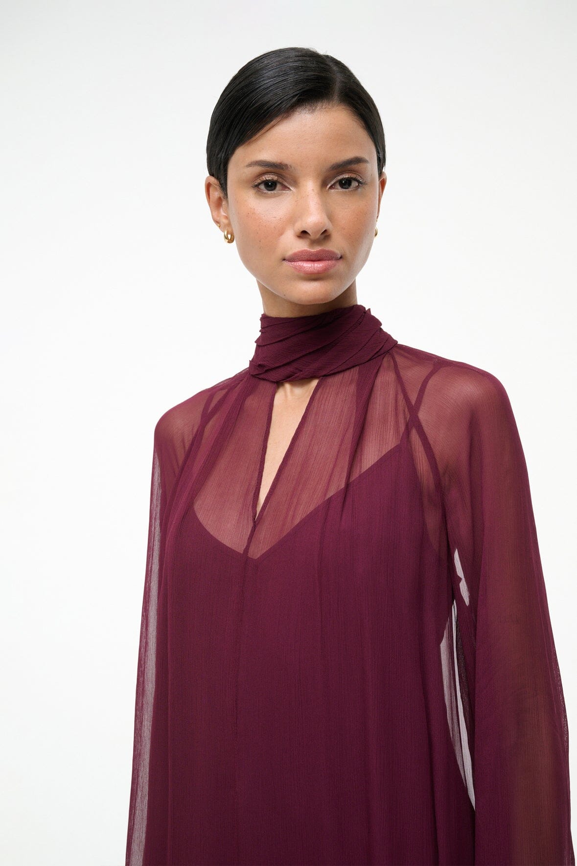 staud esther chiffon dress STAUD, Esther Mini Dress in Taupe, Size XL