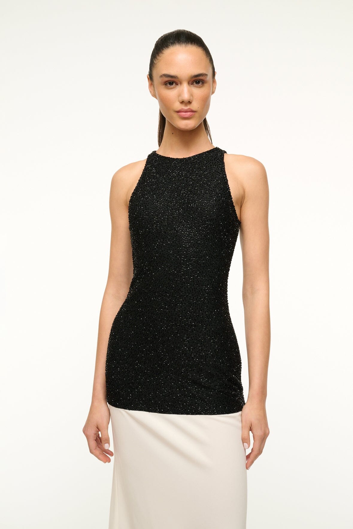 Image GABRIELLE DRESS | BLACK IVORY 2 of 6 and Clicking this image will trigger a zoom pop-up