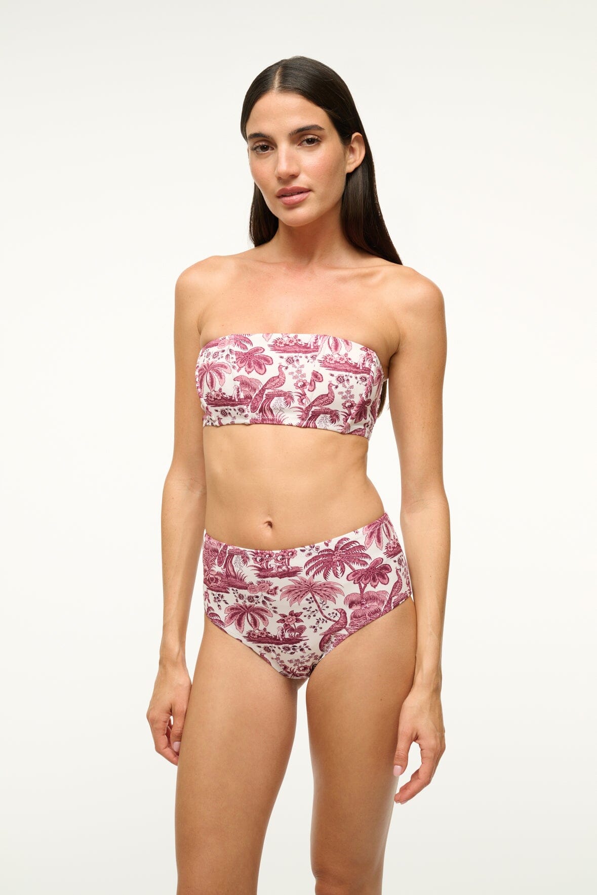 Image DEVON HIGH RISE BIKINI BOTTOM | BORDEAUX TOILE 2 of 6 and Clicking this image will trigger a zoom pop-up