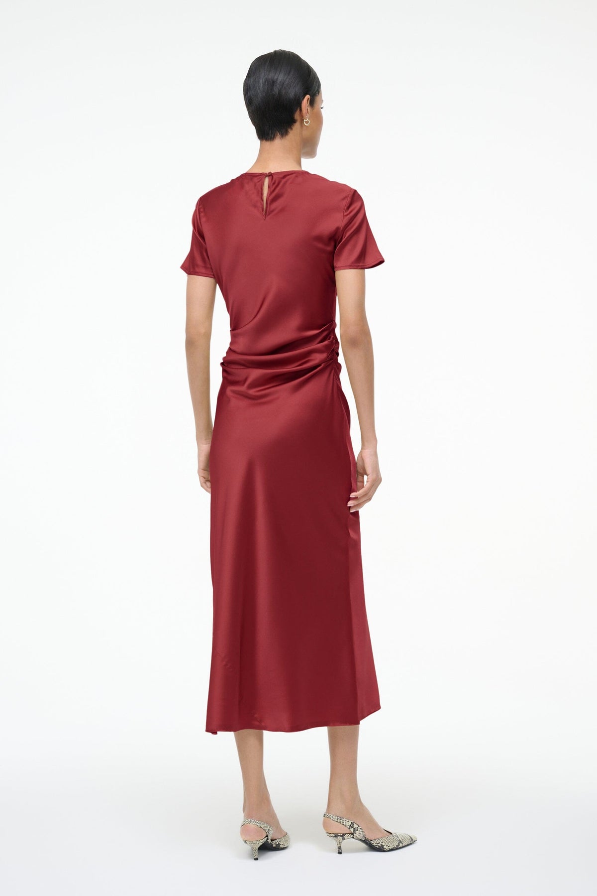 Image MARCEL SILK DRESS | SANGRIA 3 of 5 and Clicking this image will trigger a zoom pop-up