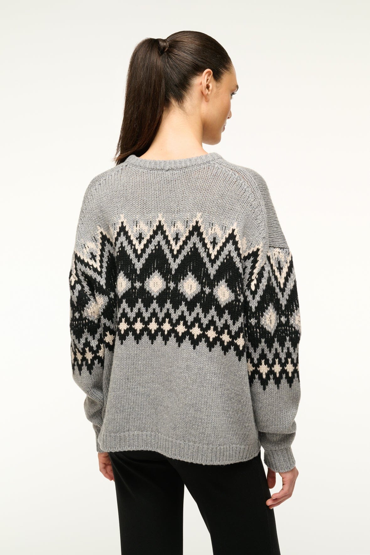 Image MORITZ SWEATER | HEATHER GREY MULTI FAIRISLE 3 of 4 and Clicking this image will trigger a zoom pop-up