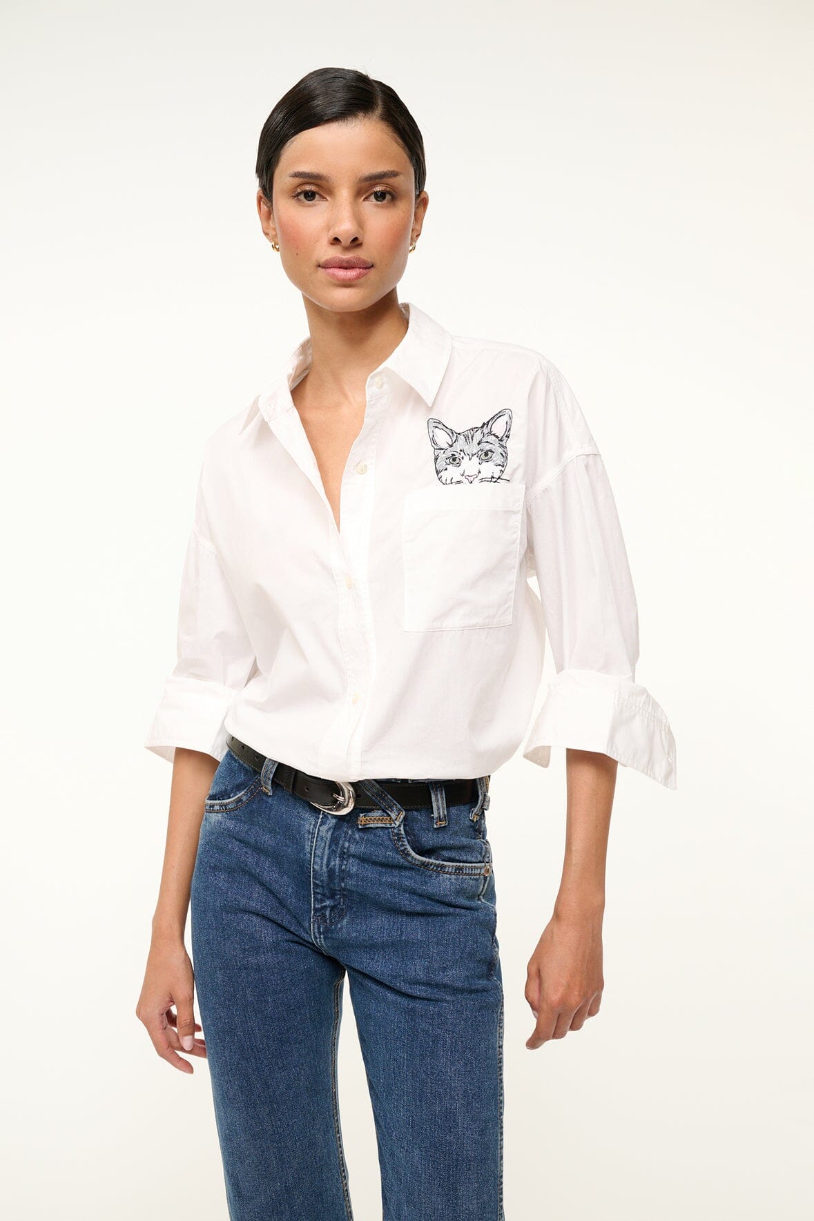 Image CUSTOM STAUD x C.BONZ CLASSIC OVERSIZED SHIRT | WHITE 5 of 7 and Clicking this image will trigger a zoom pop-up