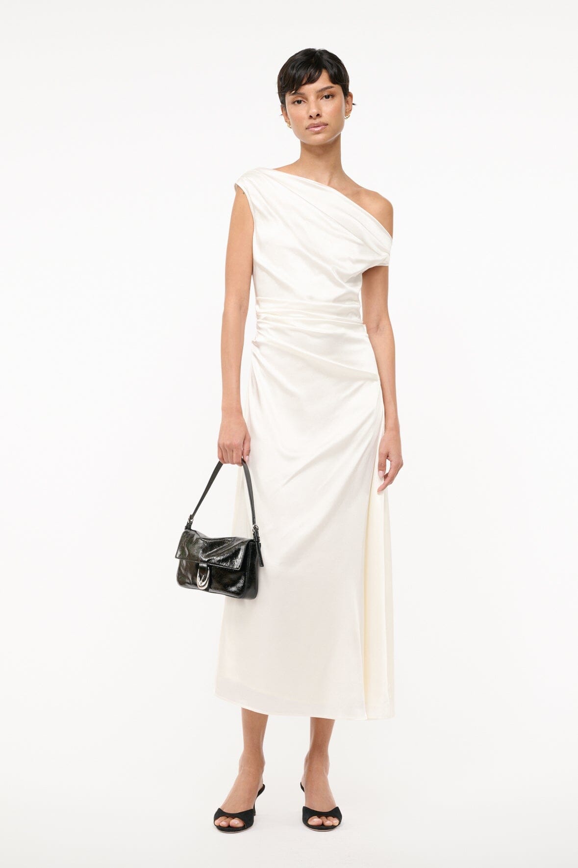 STAUD, Phare Silk Dress in Ivory, Size 0