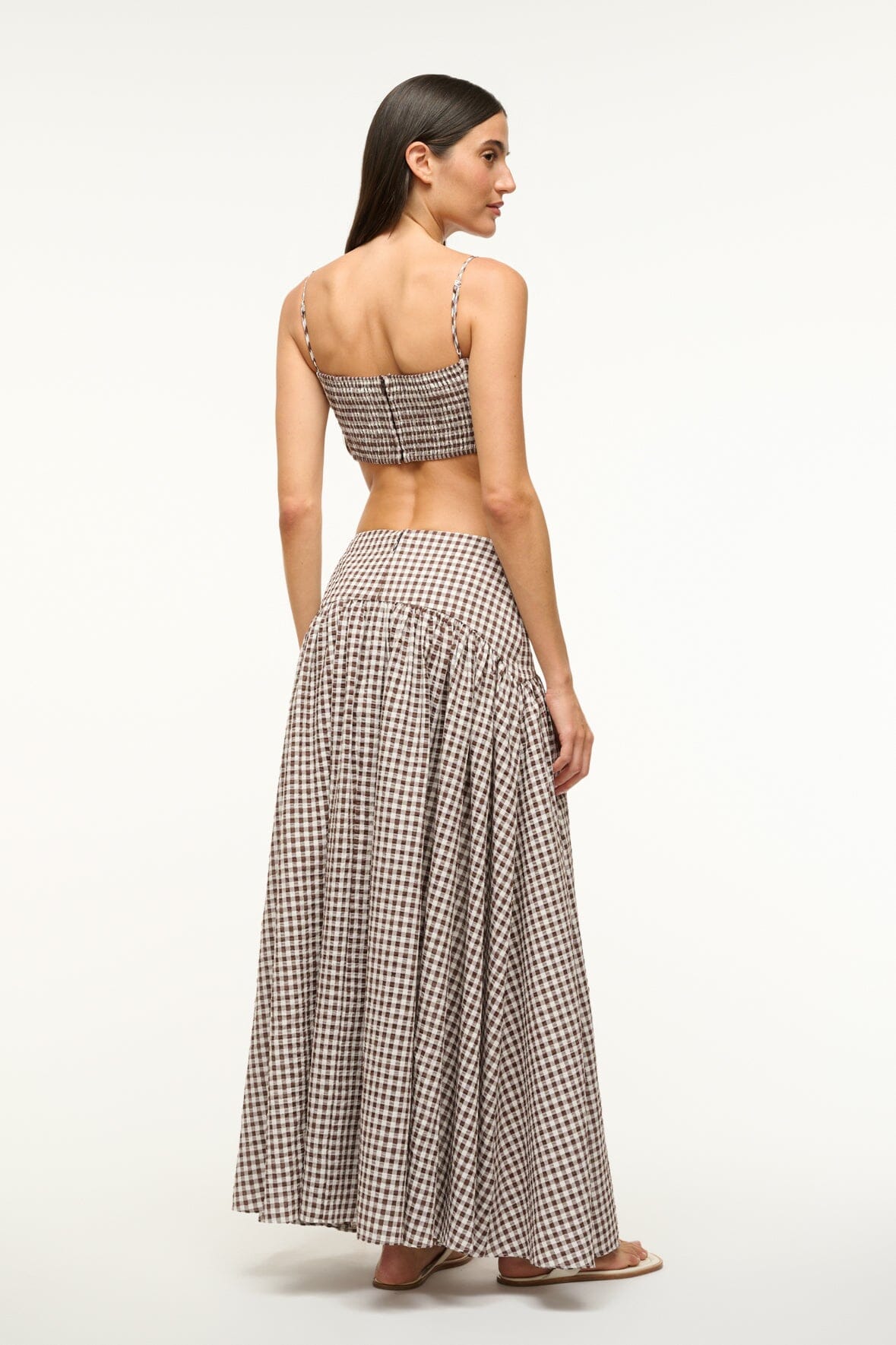 Image PROCIDA COVERUP SKIRT | DARK CHOCOLATE GINGHAM 3 of 4 and Clicking this image will trigger a zoom pop-up