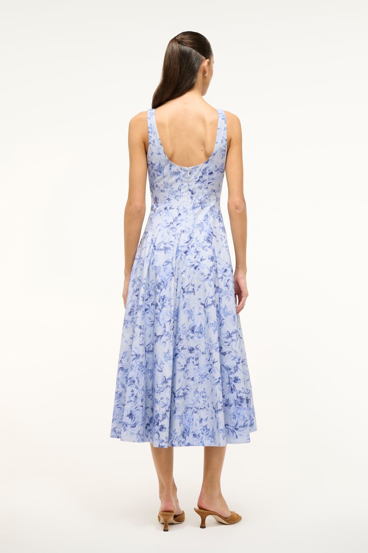 Image WELLS DRESS | PERIWINKLE SKETCHBOOK FLORAL 4 of 5 and Clicking this image will trigger a zoom pop-up