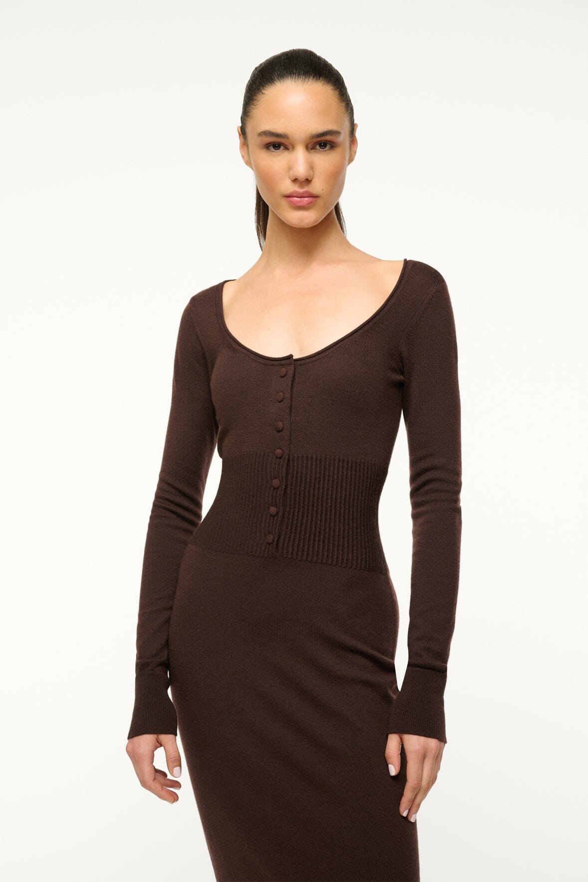 Image SABRINA DRESS | DARK CHOCOLATE 2 of 6 and Clicking this image will trigger a zoom pop-up