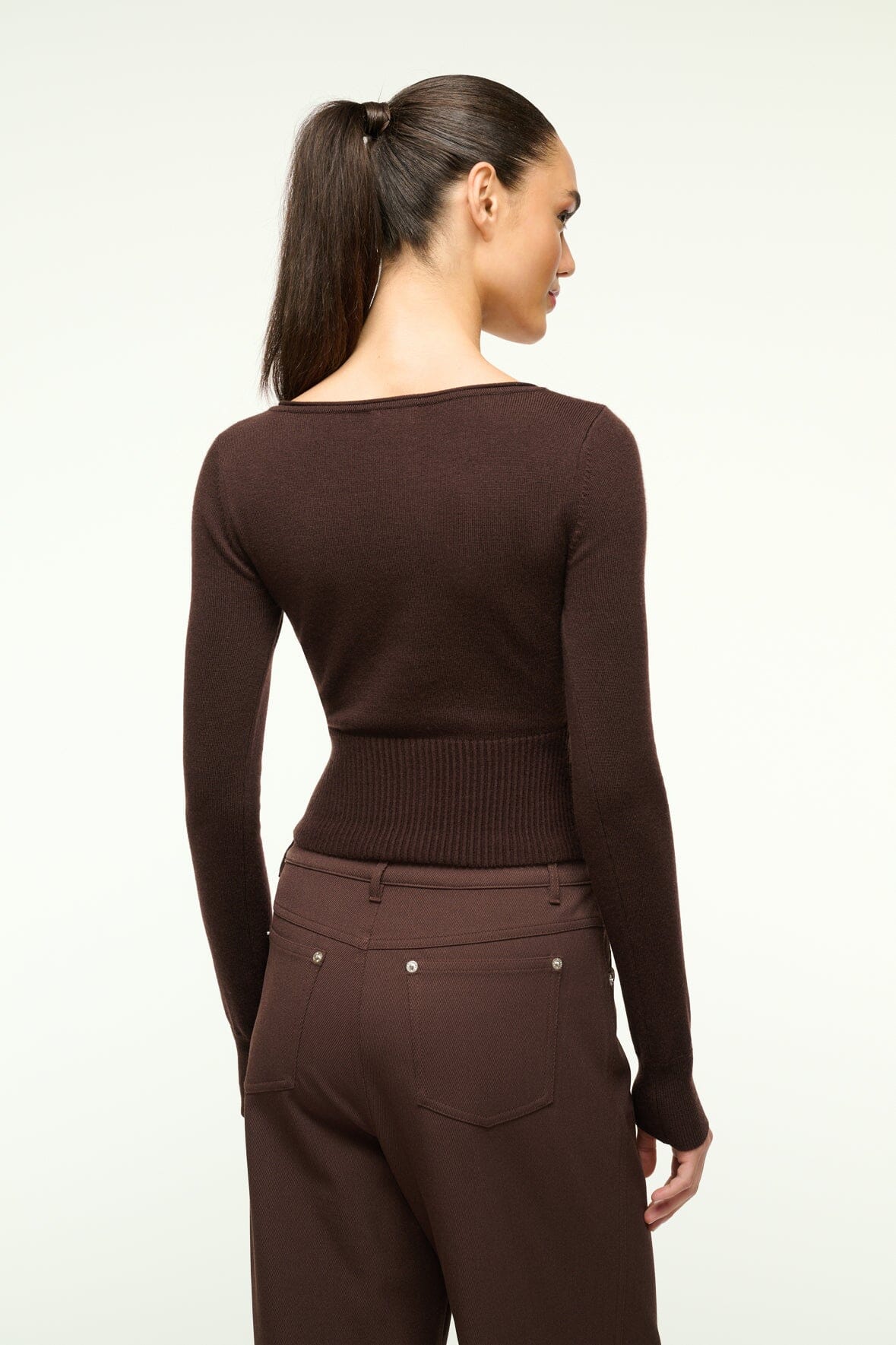 Image SABRINA SWEATER | DARK CHOCOLATE 4 of 6 and Clicking this image will trigger a zoom pop-up