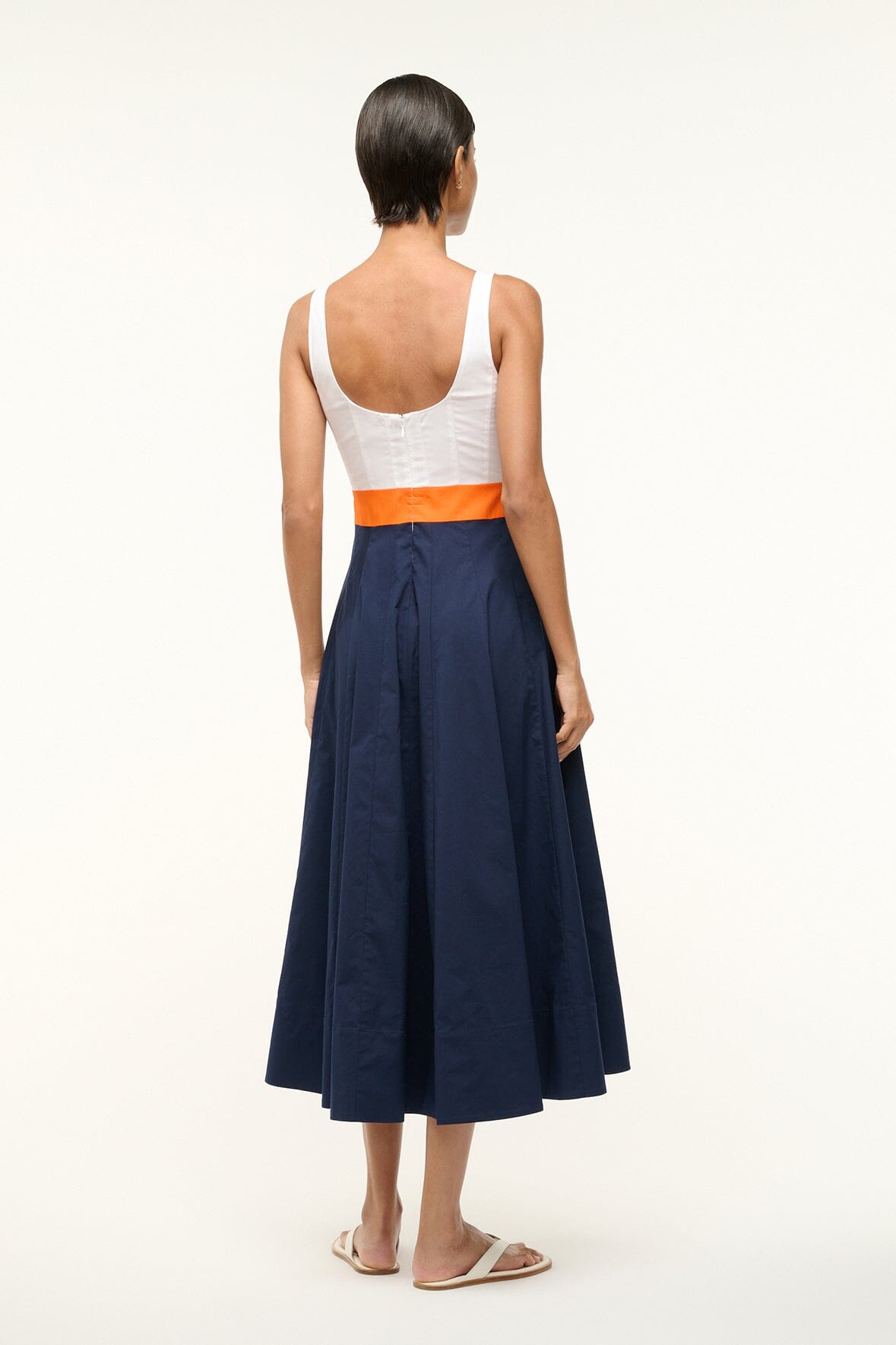 Image WELLS DRESS | WHITE APRICOT NAVY 4 of 4 and Clicking this image will trigger a zoom pop-up