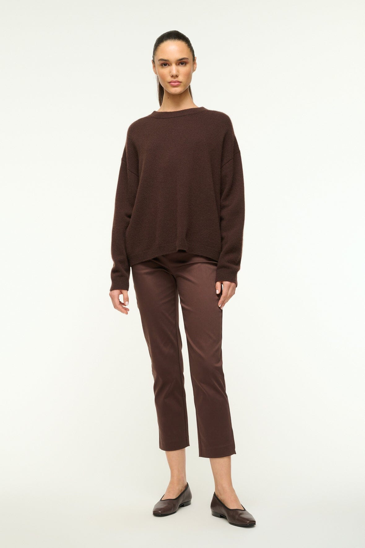 Image SERRANO CASHMERE RELAXED CREW | DARK CHOCOLATE 2 of 5 and Clicking this image will trigger a zoom pop-up