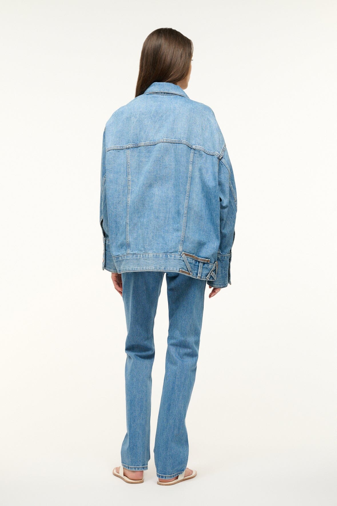 Image STAUD + WRANGLER THE BIGGEST JEAN JACKET | MID BLUE 4 of 6 and Clicking this image will trigger a zoom pop-up