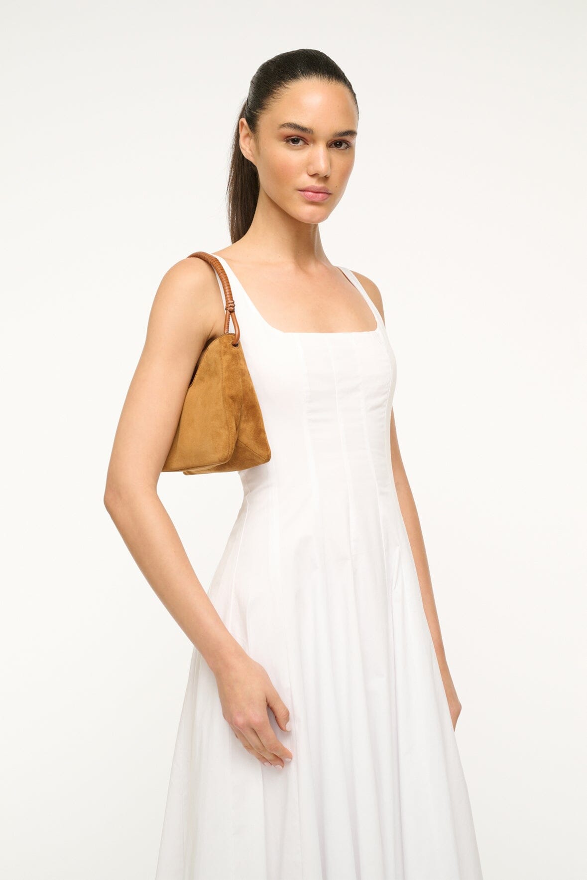 Image VALERIE SHOULDER BAG | TAN SUEDE 8 of 8 and Clicking this image will trigger a zoom pop-up