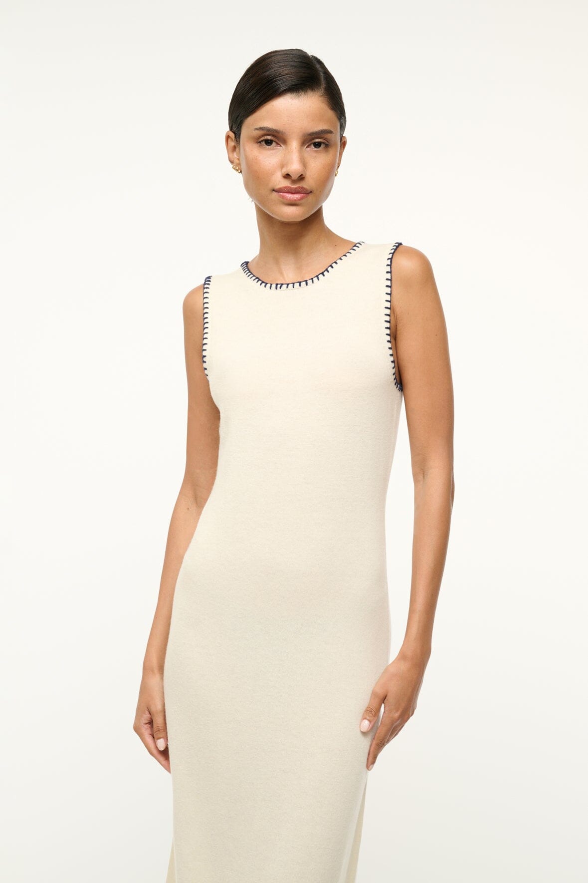 Image WENTWORTH DRESS | IVORY NAVY 2 of 5 and Clicking this image will trigger a zoom pop-up