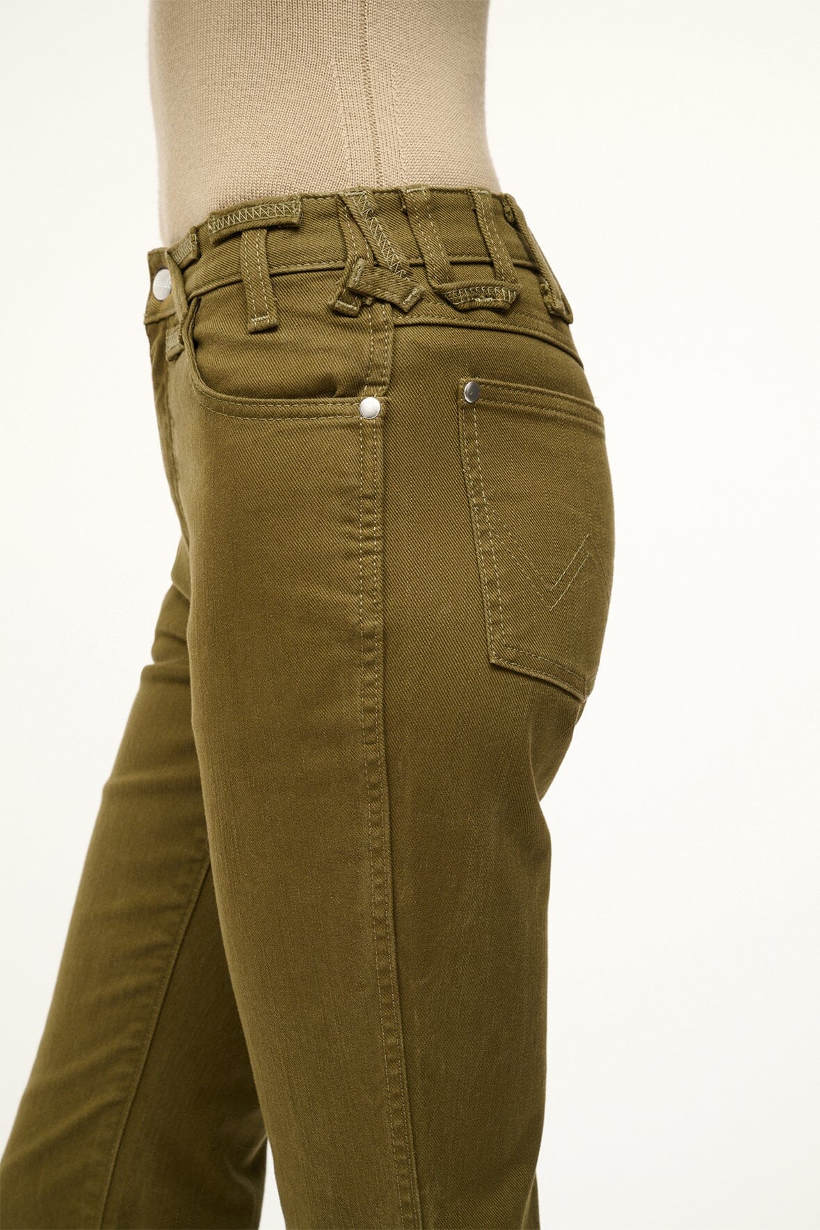 Image STAUD + WRANGLER THE CROPPED BOOT JEAN | SERGEANT GREEN 5 of 6 and Clicking this image will trigger a zoom pop-up