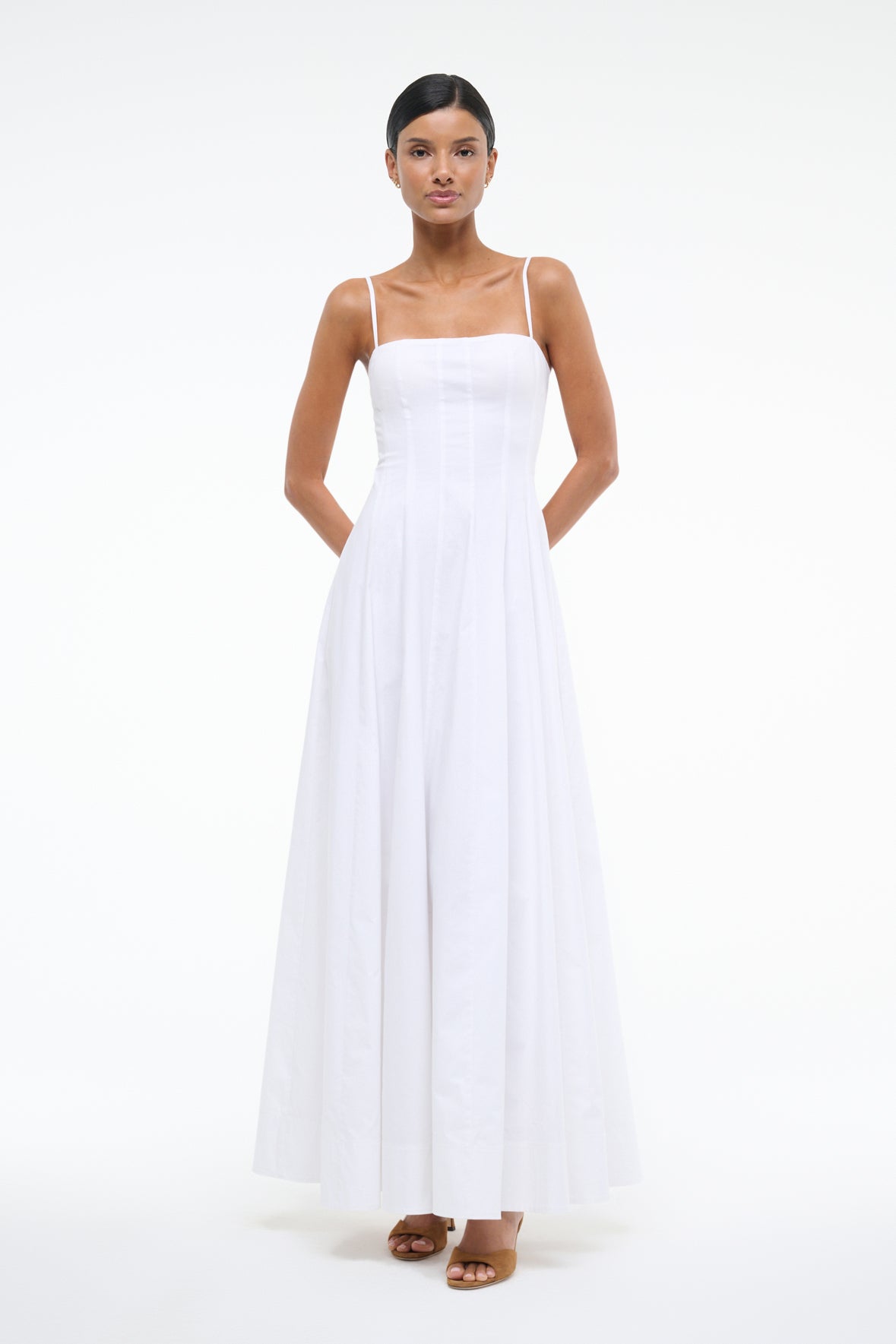 Image WYLIE MAXI DRESS | WHITE 1 of 4 and Clicking this image will trigger a zoom pop-up