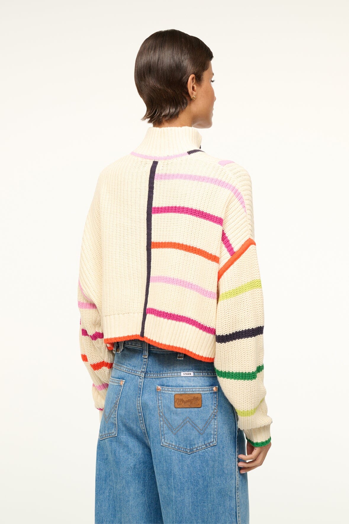 Image CROPPED HAMPTON SWEATER | CREAM RAINBOW MULTI 3 of 4 and Clicking this image will trigger a zoom pop-up