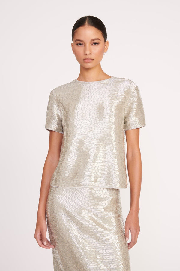 Ingrid Mini Skirt - Sequin Skirt in Gold Sequin
