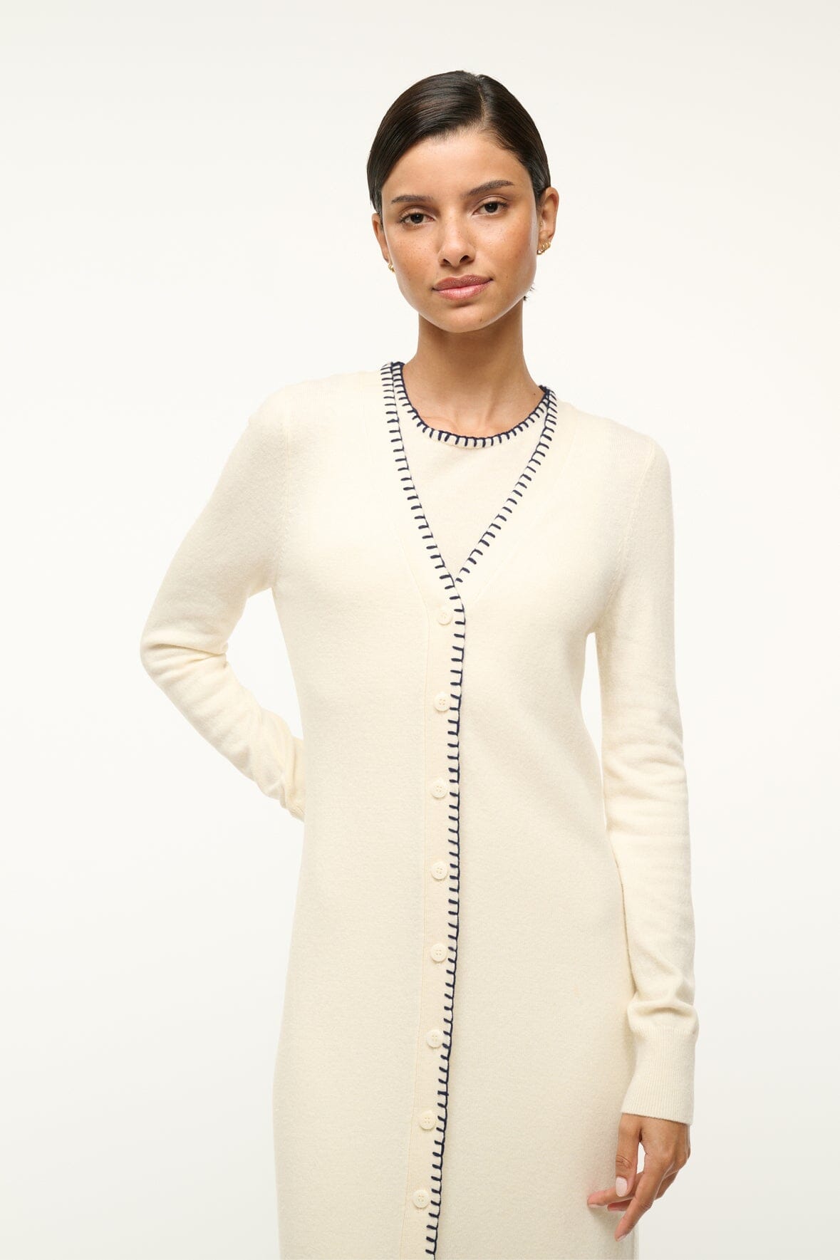 Image MORRISON CARDIGAN | IVORY NAVY 4 of 4 and Clicking this image will trigger a zoom pop-up