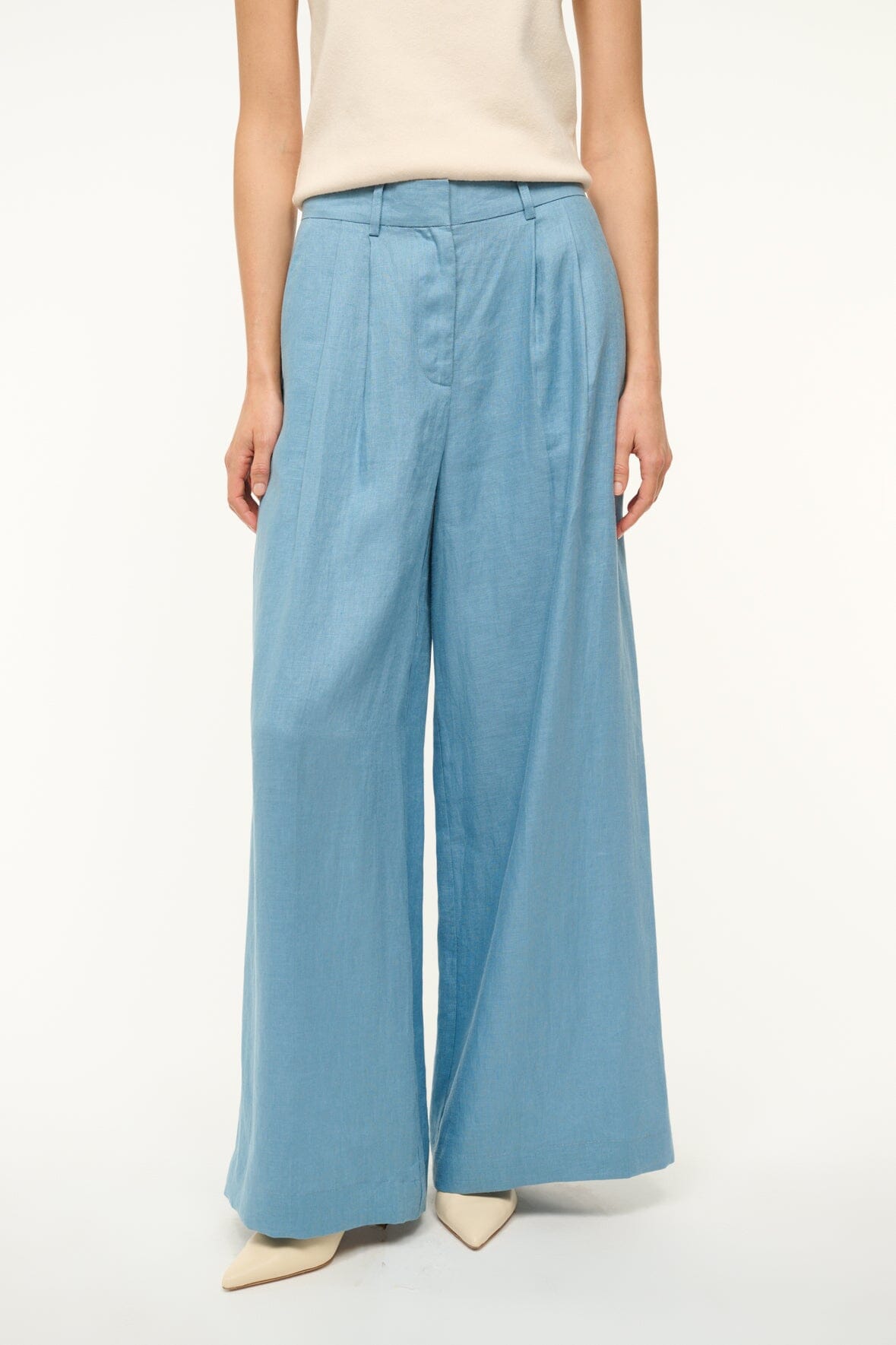 Image SASHA LINEN PANT | SLATE BLUE 2 of 7 and Clicking this image will trigger a zoom pop-up