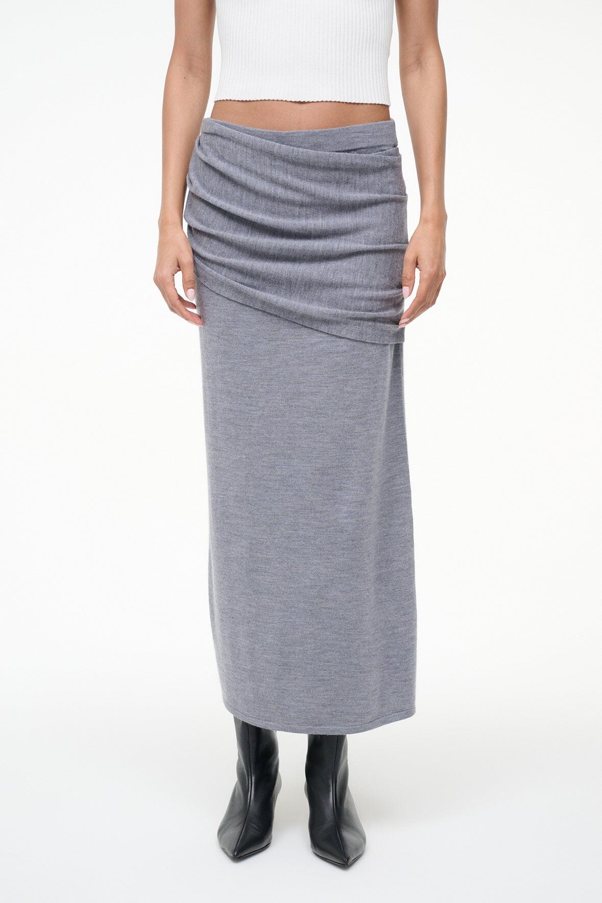 STAUD WILMA SKIRT HEATHER GREY