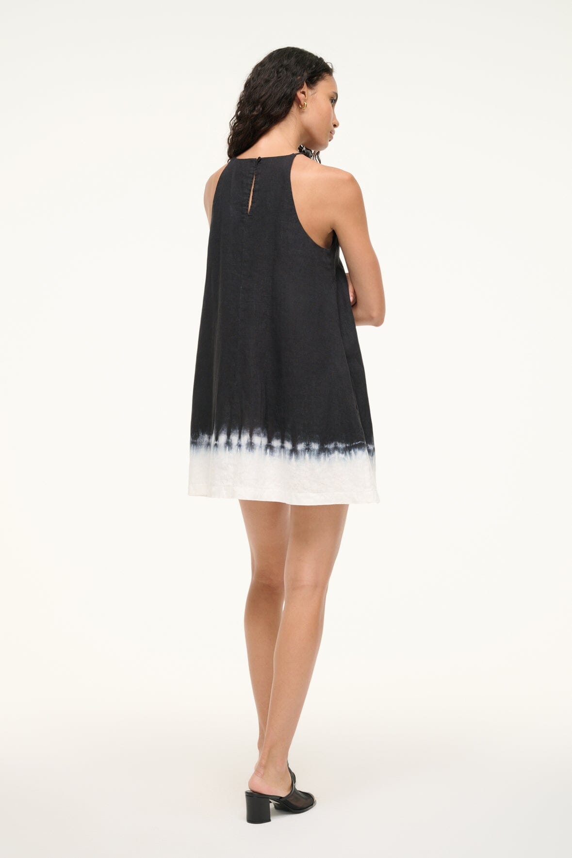 Image CABO LINEN DRESS | ONYX TIE DYE 3 of 7 and Clicking this image will trigger a zoom pop-up