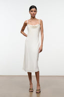 EVANGELINE SILK MIDI DRESS | IVORY