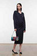 Convertible shoulder bag with colorful butterfly sequin design and black handles