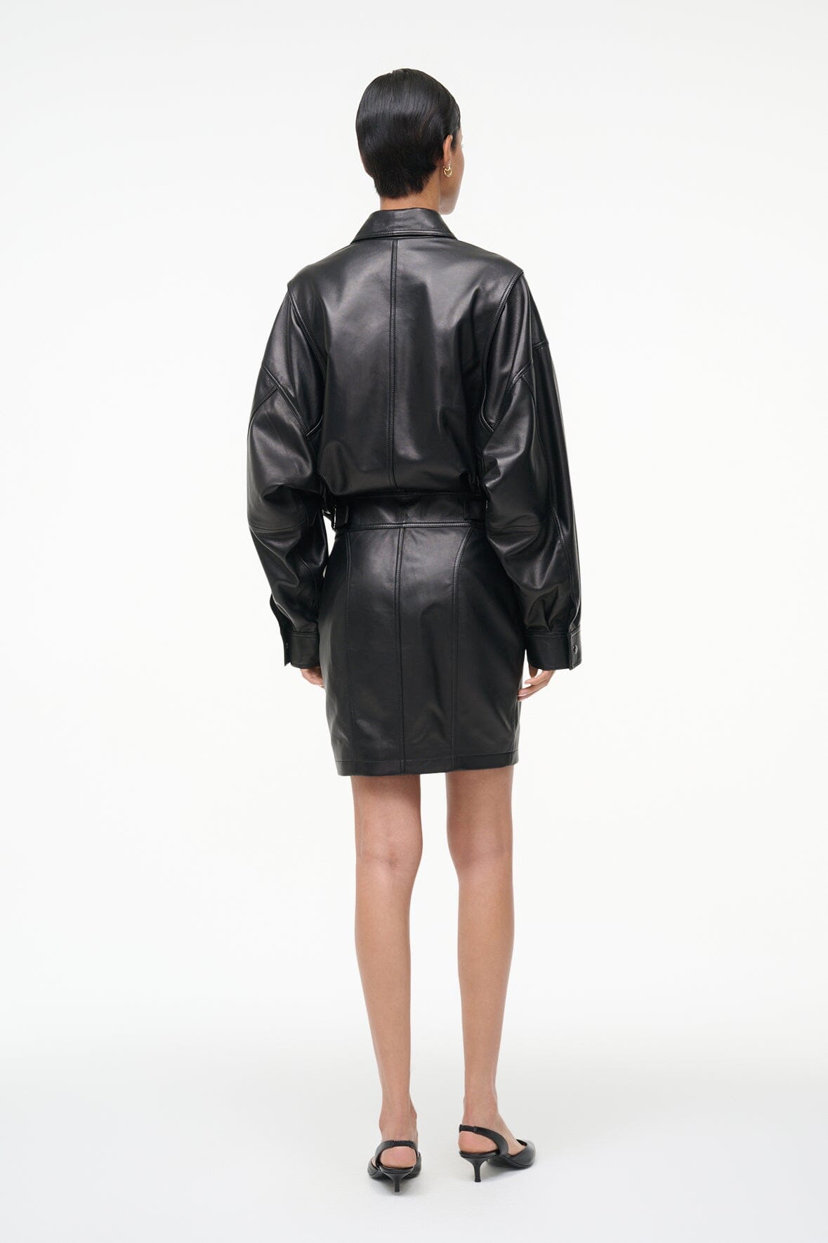 STAUD, Claudette Leather Dress in Black, Size Large STAUD, Claudette Leather Dress in Black, Size Large