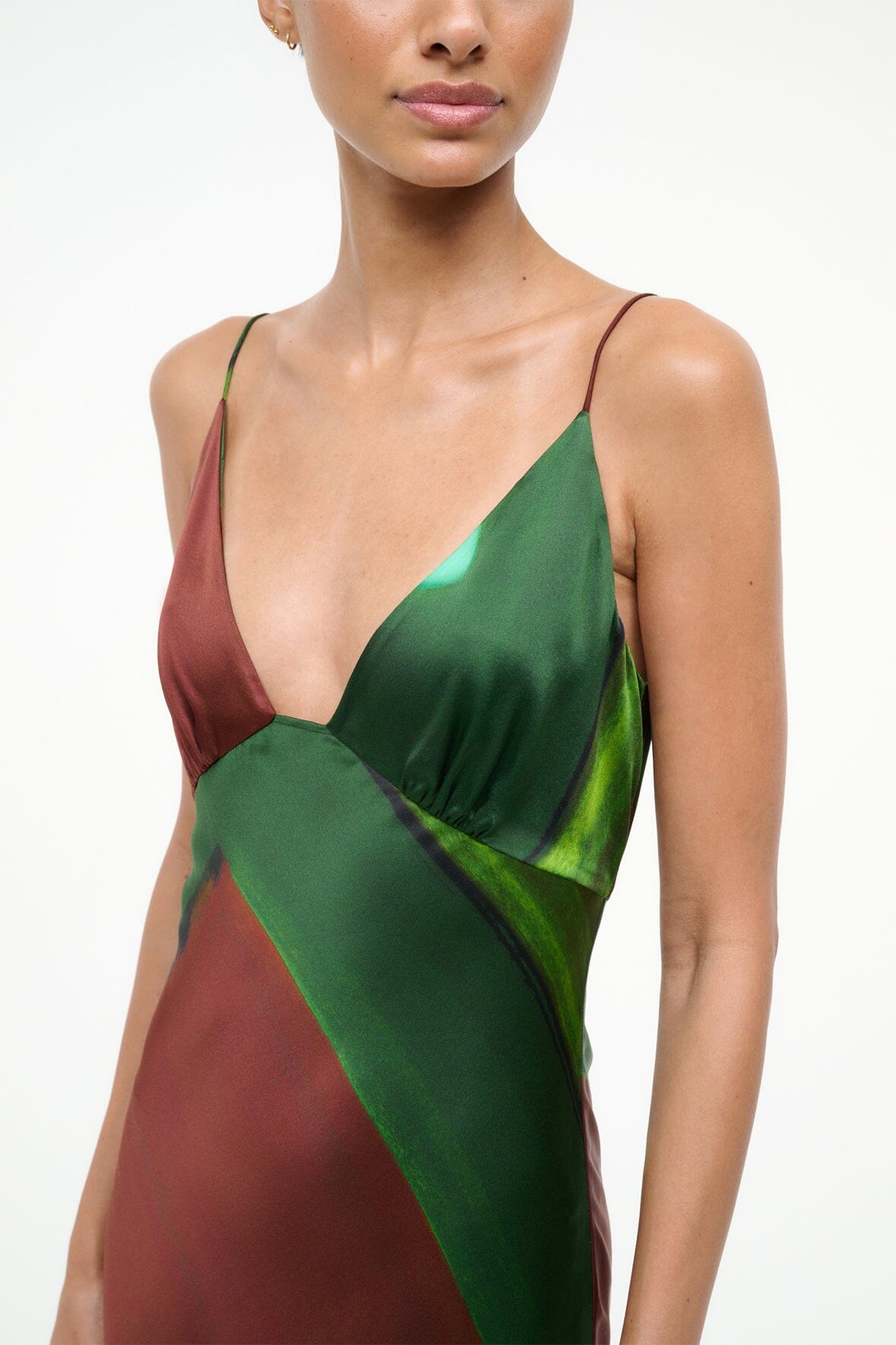 hank silk dress botanical shadows STAUD HANK SILK DRESS BOTANICAL SHADOWS by Staud