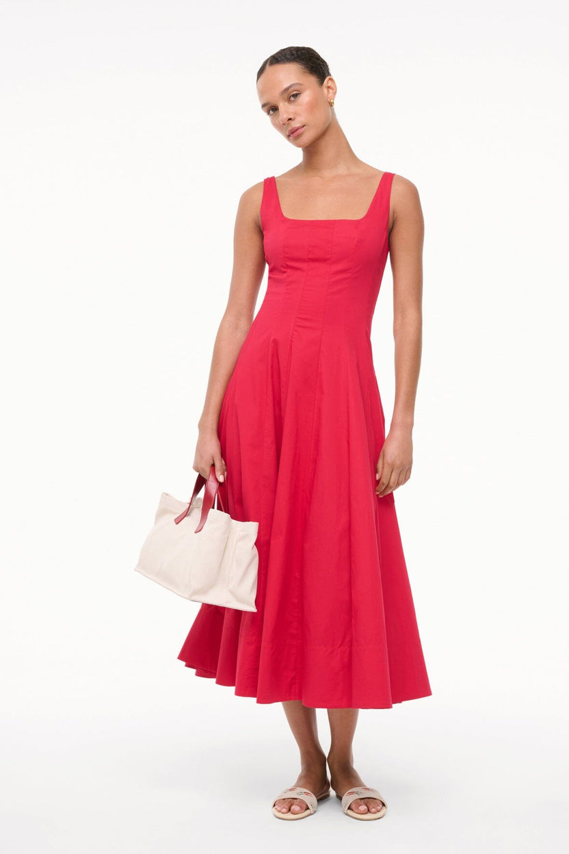 STAUD WELLS DRESS CHERRY