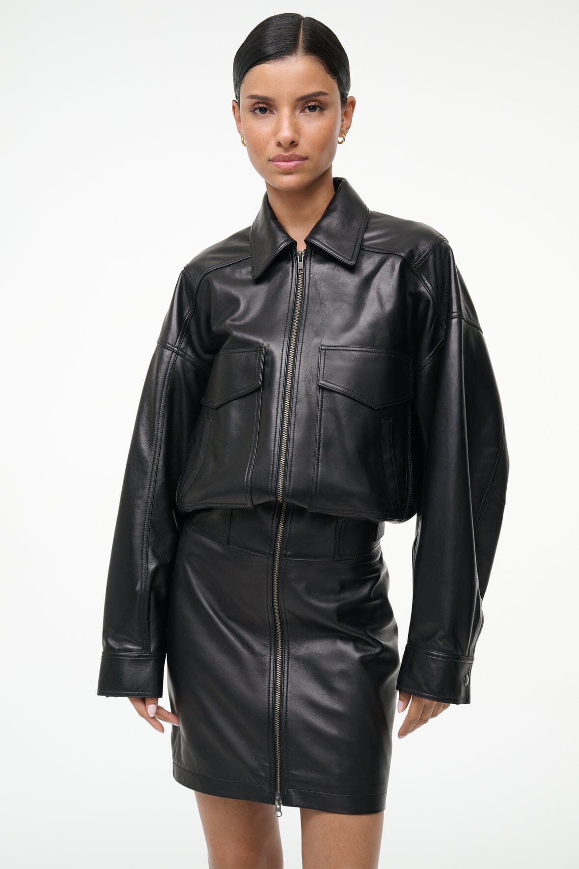 STAUD, Claudette Leather Dress in Black, Size Large STAUD, Claudette Leather Dress in Black, Size Large