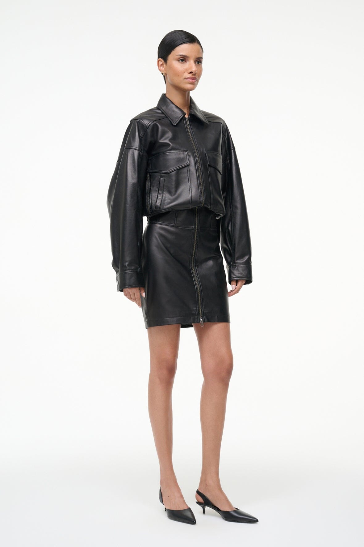 Image CLAUDETTE LEATHER DRESS | BLACK 3 of 6 and Clicking this image will trigger a zoom pop-up