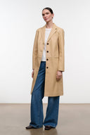WYATT LEATHER COAT | CASHEW