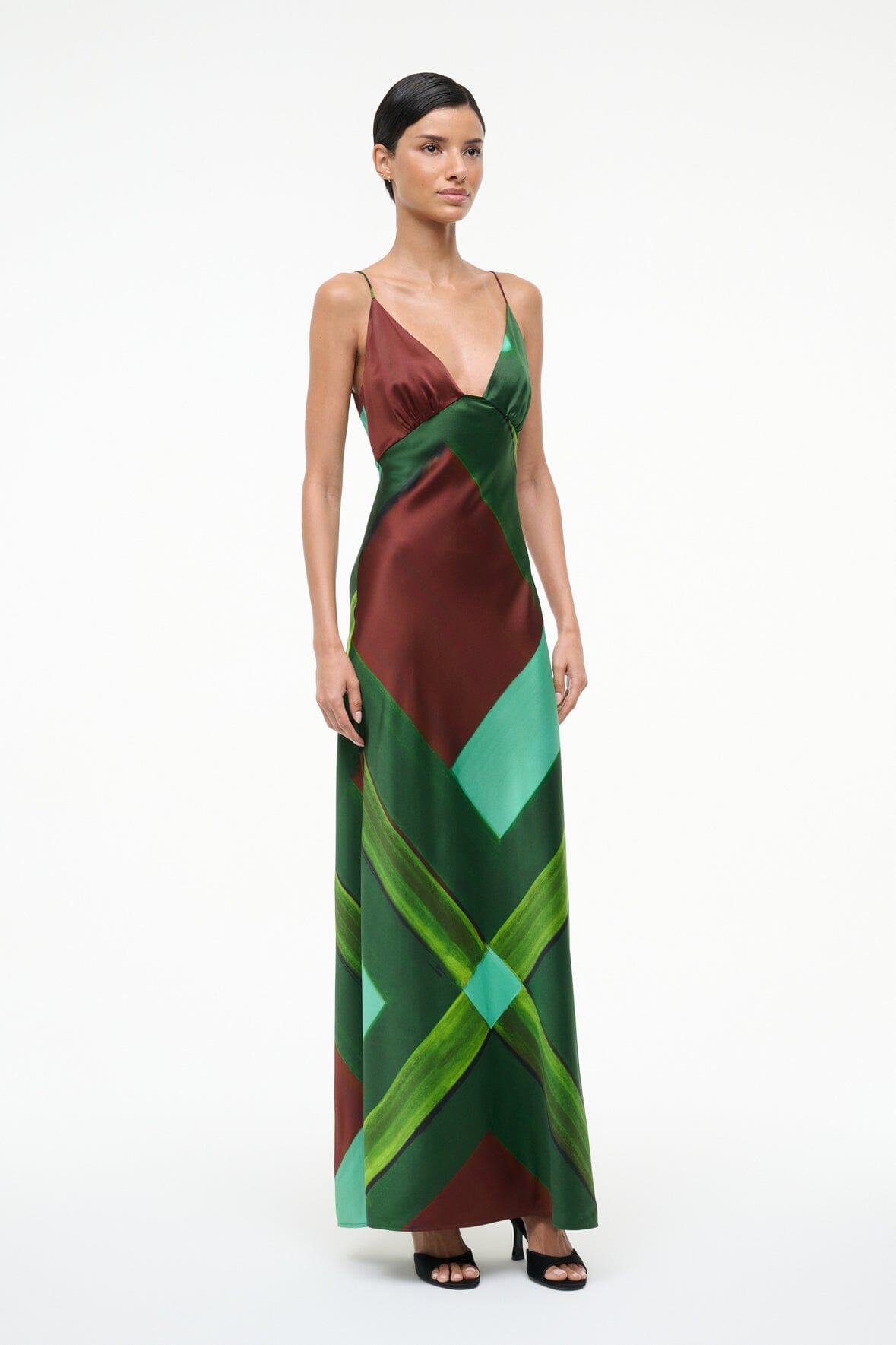 STAUD, Hank Silk Dress in Emerald Prism, Size Small STAUD, Hank Silk Dress in Emerald Prism, Size Small