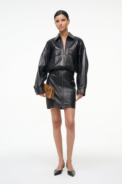 black leather tank dress Women's Lambskin Leather Mini Tank Dress - Black