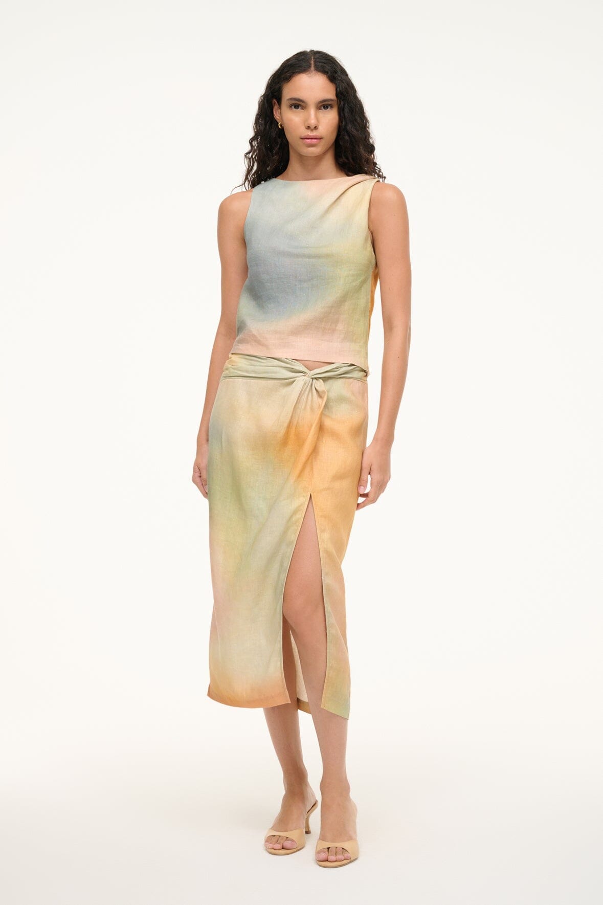 Image PORTO LINEN SKIRT | PASTEL CLOUDS 6 of 7 and Clicking this image will trigger a zoom pop-up