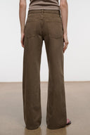 Relaxed jeans, dark olive, wide straight legs with back pockets