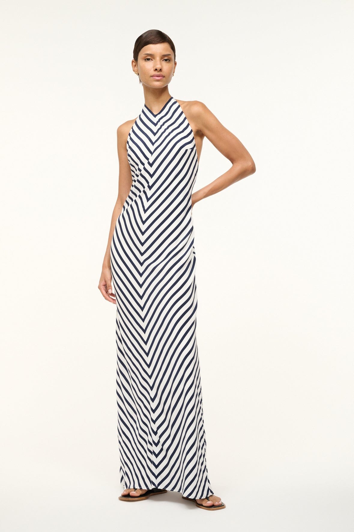 STAUD JULIE DRESS WHITE NAVY STRIPE