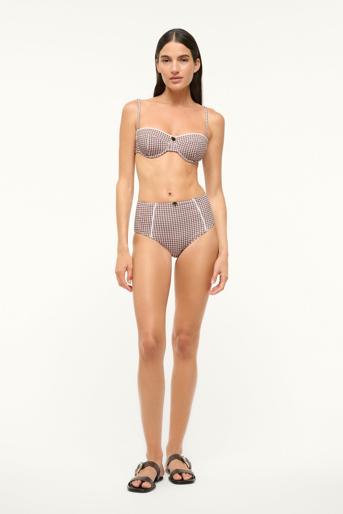 WAILEA BIKINI BOTTOM DARK CHOCOLATE MICRO CHECK