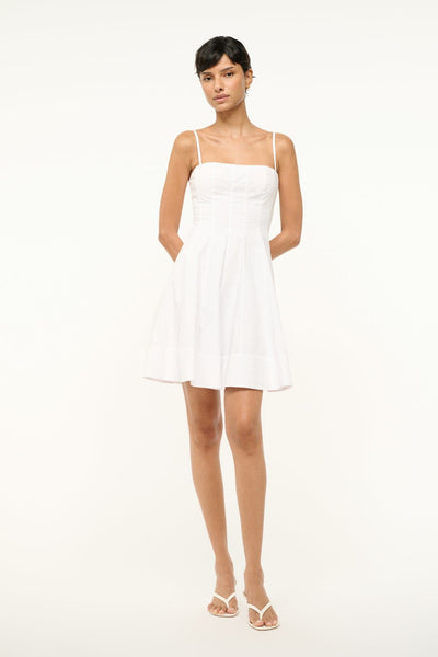 staud short white dress STAUD, Amalina Linen Mini Dress in White, Size 0